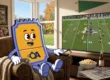 Ticket mascot watching NFL Sunday Ticket at home, highlighting season ticket holder benefits debate